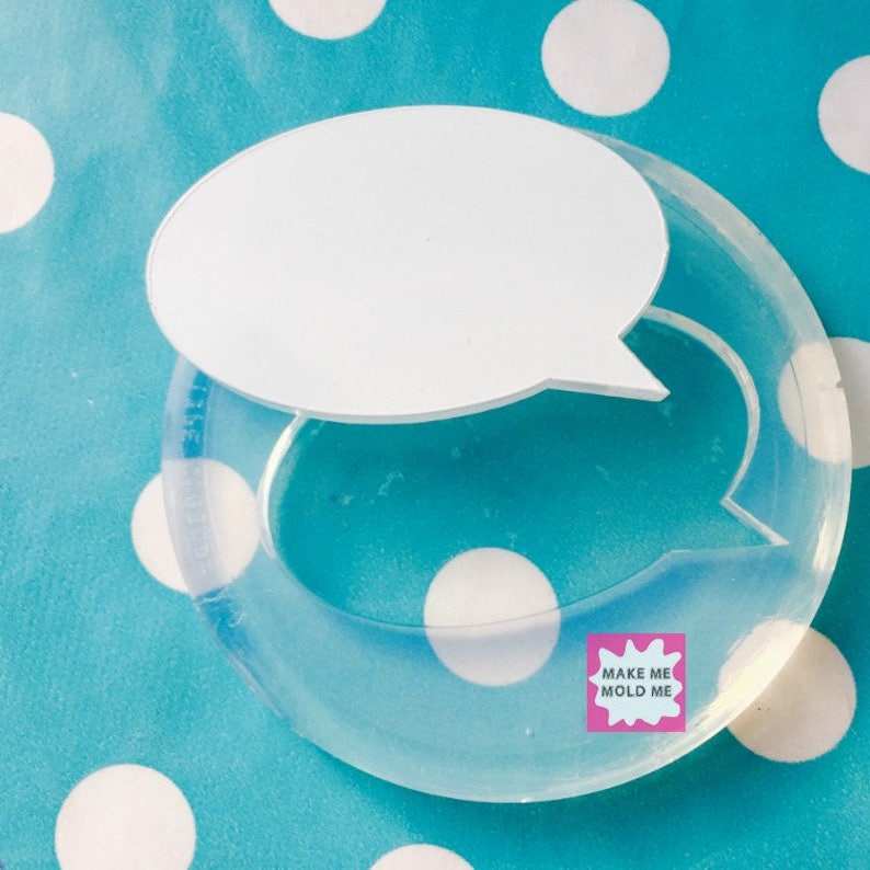Brooch Word Mould Resin Pendant Crafter GM36 60mm Flat Speech Bubble Silicone Mold