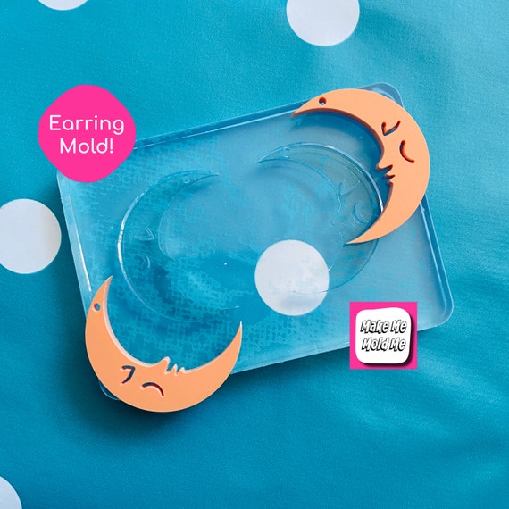 33mm Flat Crescent Moon Silicone Earring Mold EM193