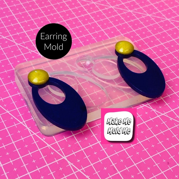 Clear silicone molds for resin  45mm Silicone Domed Stud Earring Drop Loop Mold