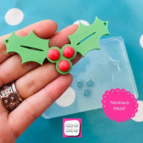 50mm Christmas Holly Earring Mold EM360