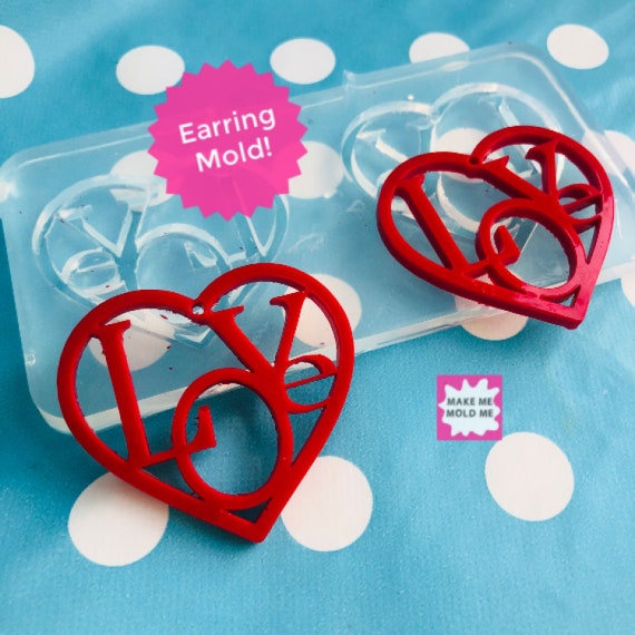 Silicone Earring Love Heart Dangle  Mold  EM291