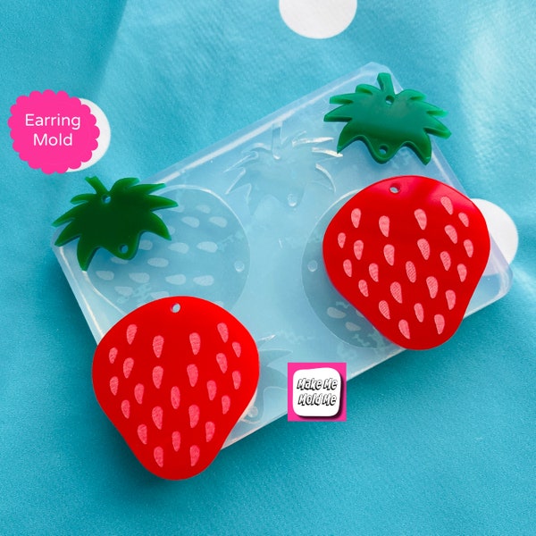 65mm Silicone Earring Strawberry Dangle Mold  - Earrings Resin Crafter Mould Fruit Shape EM287