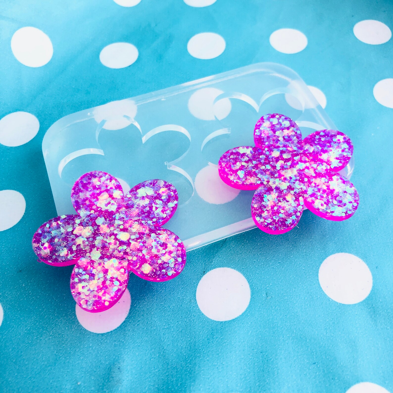 40mm Silicone Stud Flower Earring Mold Resin Earrings Mould Etsy