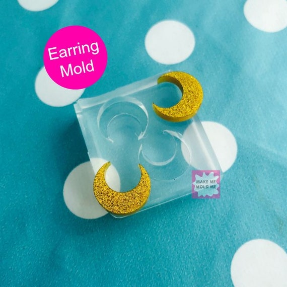 14mm Silicone Earring Cresent Moon Stud Mold EM49