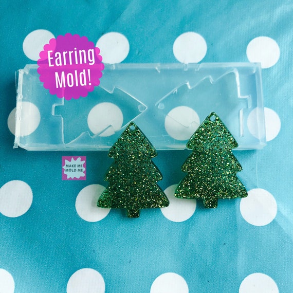 40mm Silicone Dangle Earring Mold Christmas Tree  EM12