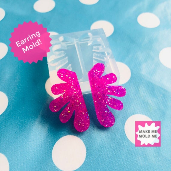 30mm Doodle Leaf Stud Silicone Earring Mold EM306