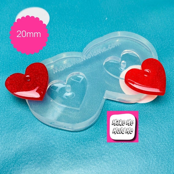 Glossy Pre-Domed 20mm Heart Silicone Mold EM396