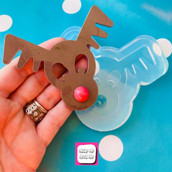 30mm Christmas Rudolph Reindeer Silicone Dangle Earring Mold EM505