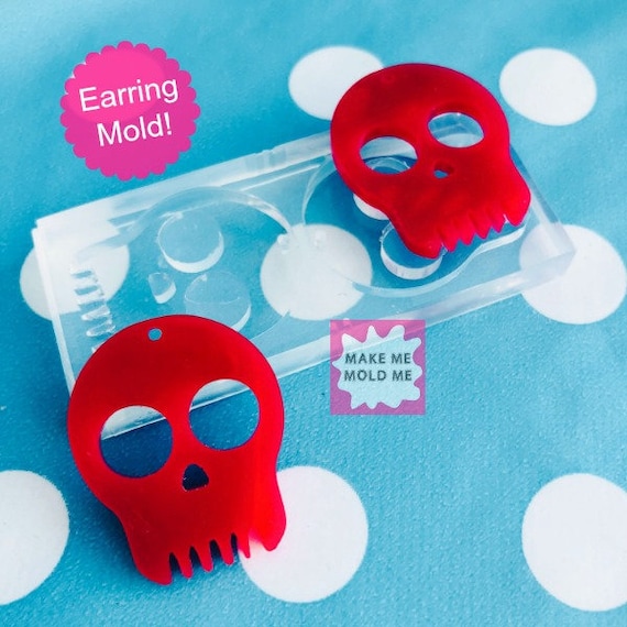 XL Silicone Earring Skull Dangle Mold   EM37