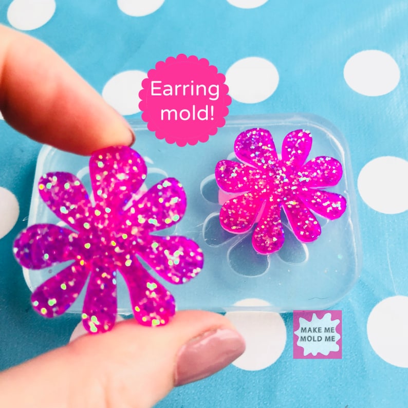 30mm Silicone Doodle Flower Earring Mold Resin Mould Crafter EM315