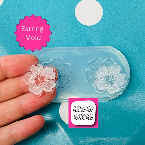 Clear Silicone Molds for Resin 23mm Hibiscus Flower Dangle  Earring Mold EM807