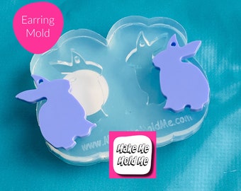 33mm Rabbit Earring Silicone Mold -  Resin Earrings Crafter Mould