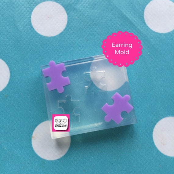 Silicone Earring Jigsaw Puzzle shape Stud Mold  -EM142