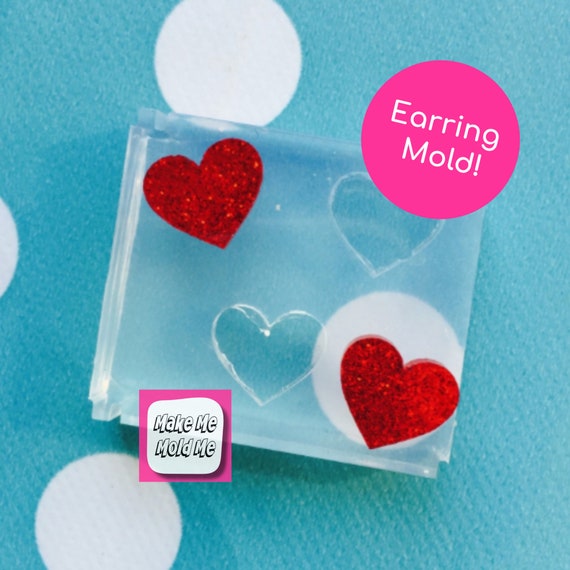12mm Heart Stud Silicone Earring Mold EM90
