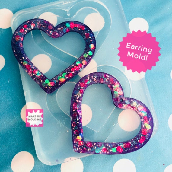 XL 50mm Silicone Heart Dangle Mold  EM292