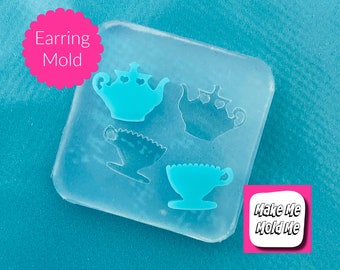 Clear silicone molds for resin 12mm Tea Cup Teapot Stud Earring EM40