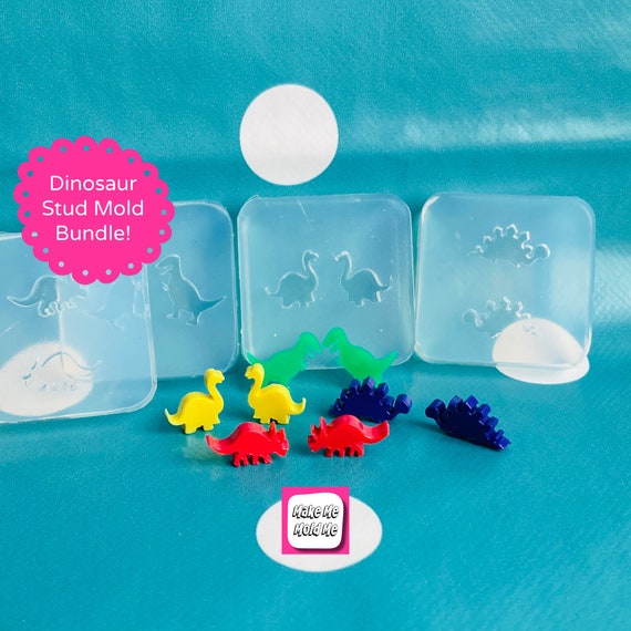 Silicone Dinosaur Earring Mold Bundle! Diplodocus Stegosaurus T Rex EM550