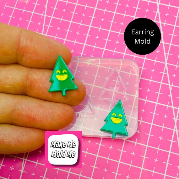 Clear Silicone Mold For Resin 18mm Happy Christmas Tree Stud Earring Mold