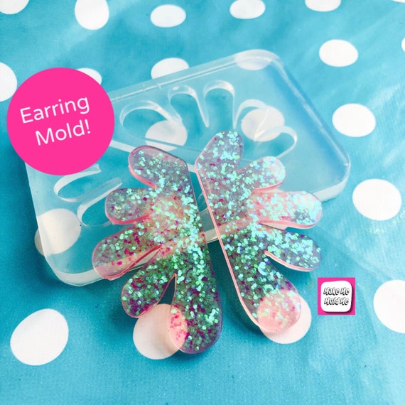 XL 60mm Doodle Leaf Stud Silicone Earring Mold EM370