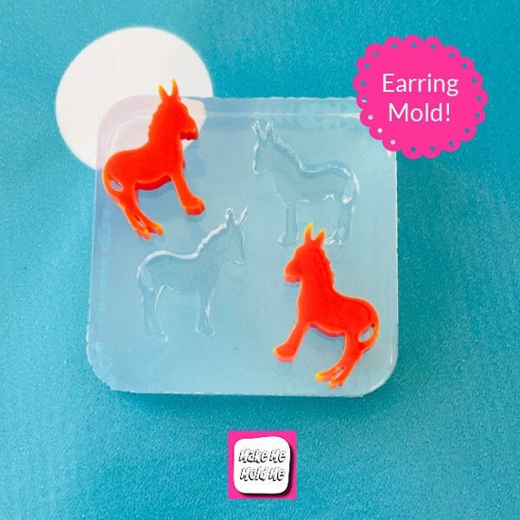 Clear Silicone Molds for Resin 16mm Earring Donkey Farm Animal EM06