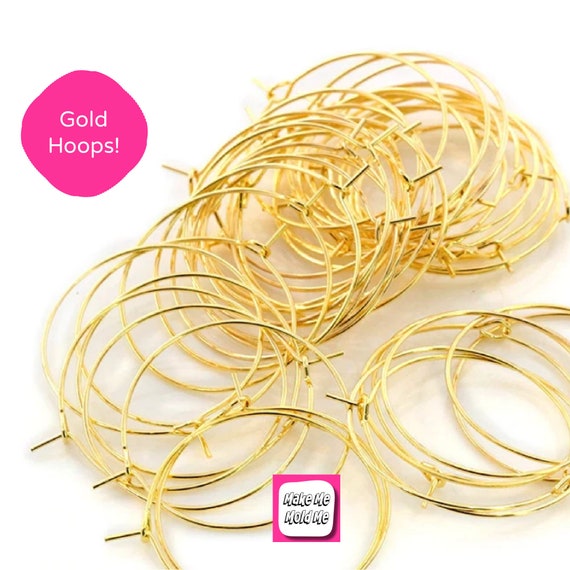 10 x 35mm Gold Plated Hoop Earring Findings MM90 T