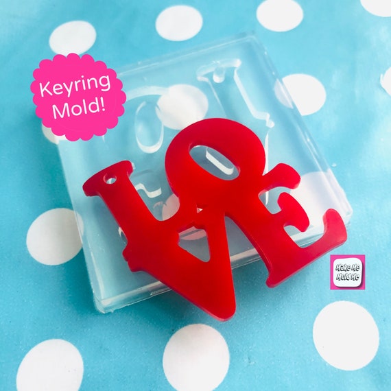 XL 50mm Love Word Silicone Keyring Mold - Resin Crafter PM53