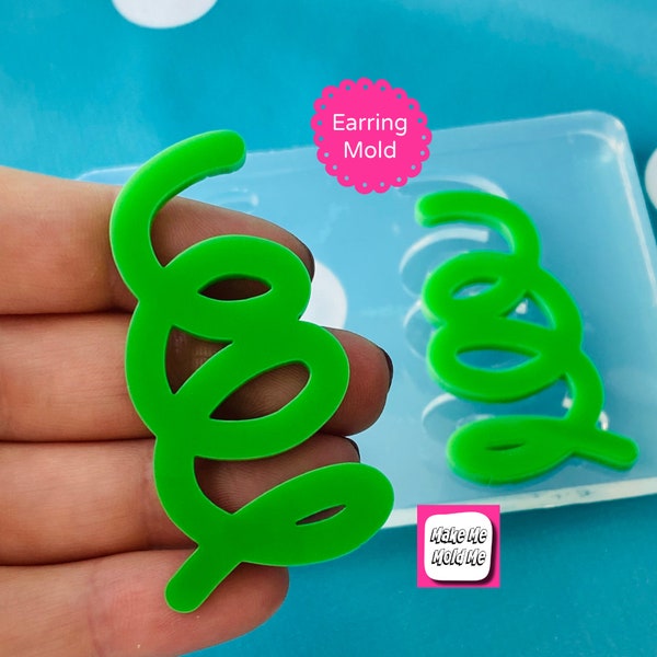 55mm Squiggle Scribble Silicone Earring Mold EM109