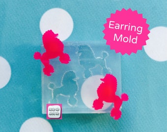 Silicone Earring poodle dog Stud Mold  - Earrings Resin Crafter Mould EM140 ccc