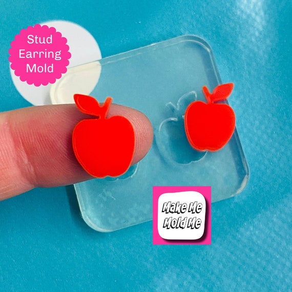 Silicone Earring Apple Stud Mold  - Earrings Resin Crafter Mould Fruit Teacher Gift Shape EM98