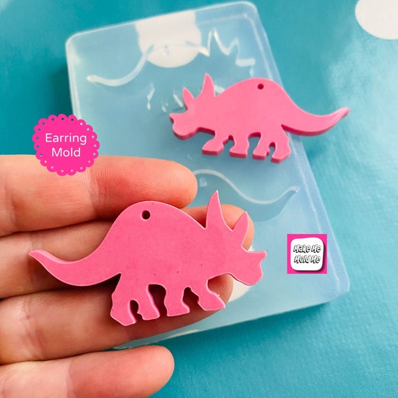 25mm Silicone Triceratops Stud Earring Mold EM538