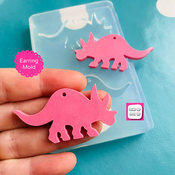 25mm Silicone Triceratops Stud Earring Mold EM538