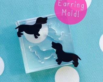 Silicone Earring Dachshund Sausage dog Stud Mold  EM114