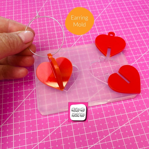 32mm 3D Love Heart Dangle Earring Mold