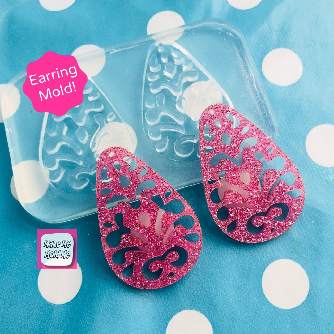 Clear Molds for Resin Jewellery 50mm Filigree Cut Out Teardrop Earring ...