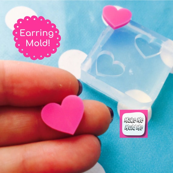 12mm Silicone Heart Stud Earring Mold - Resin Crafter Mould Love EM413