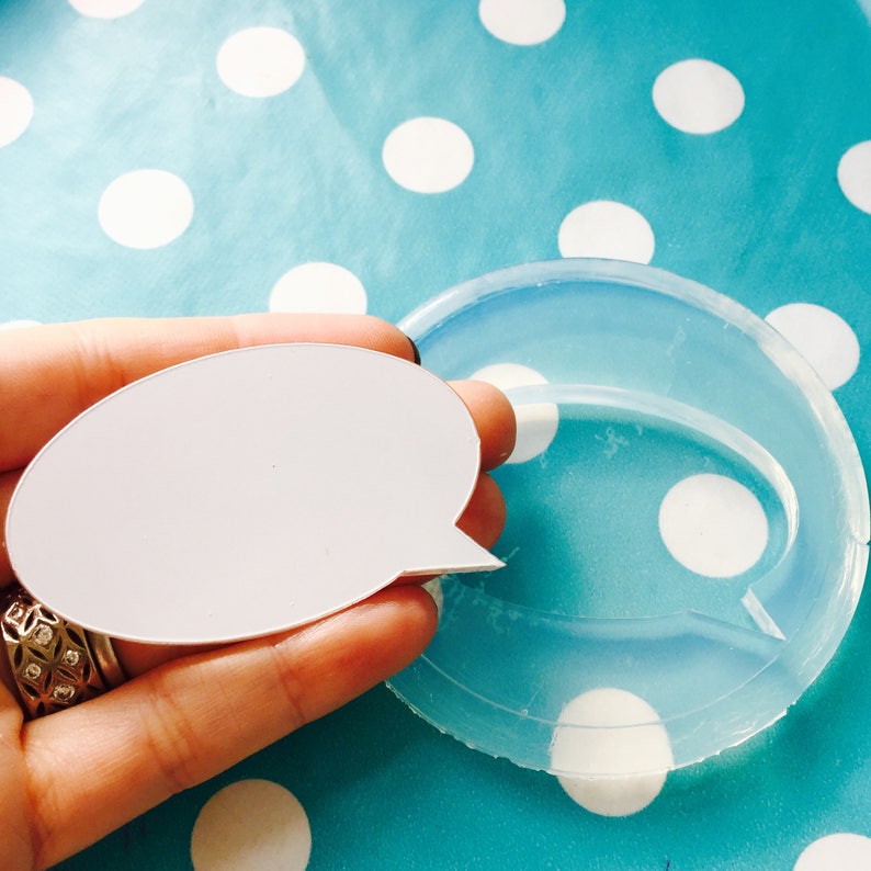 Brooch Word Mould Resin Pendant Crafter GM36 60mm Flat Speech Bubble Silicone Mold