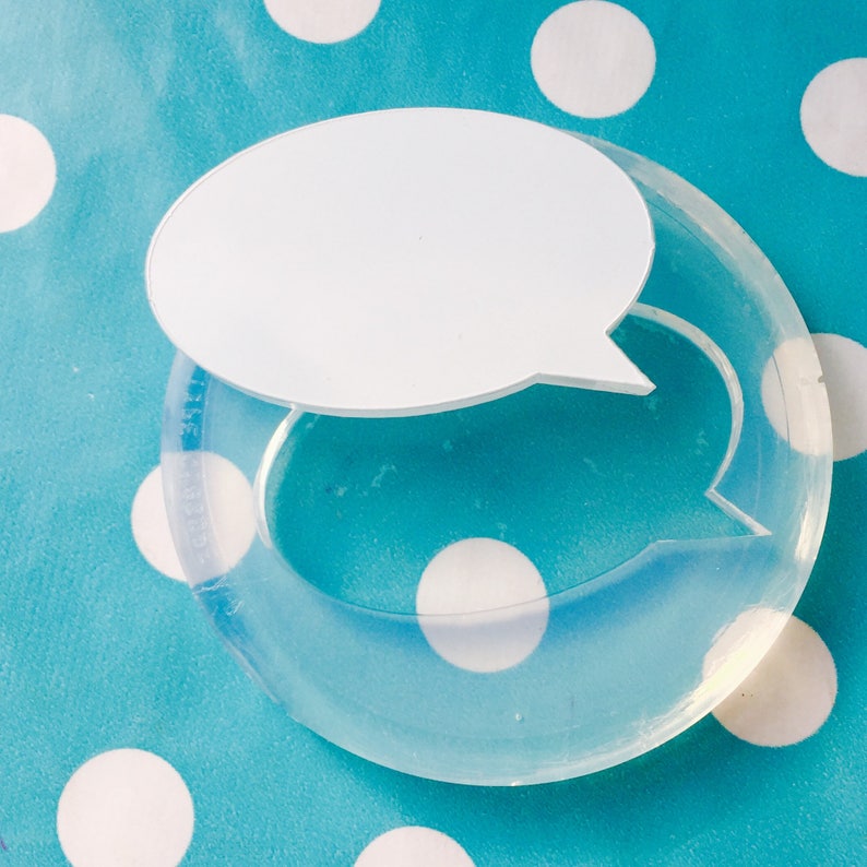 Brooch Word Mould Resin Pendant Crafter GM36 60mm Flat Speech Bubble Silicone Mold