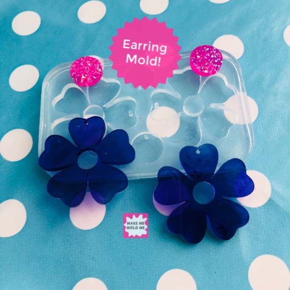 30mm Flat Flower Silicone Dangle Earring Mold EM302