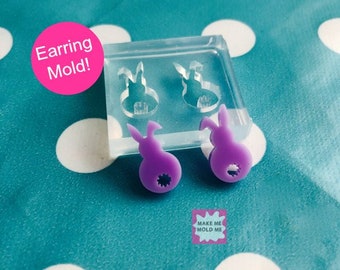 Clear Silicone Molds for Resin 17mm Silicone Earring Mold Rabbit bunny stud - Earrings Resin Crafter Mould EM59