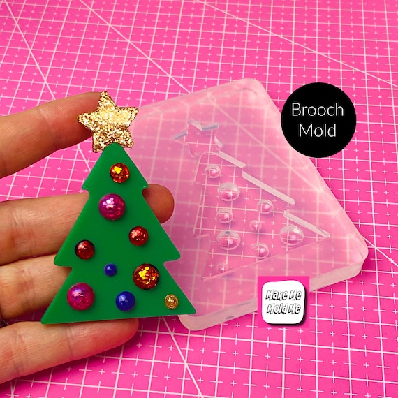 70mm Christmas Tree Star 3D Domed Brooch Mold