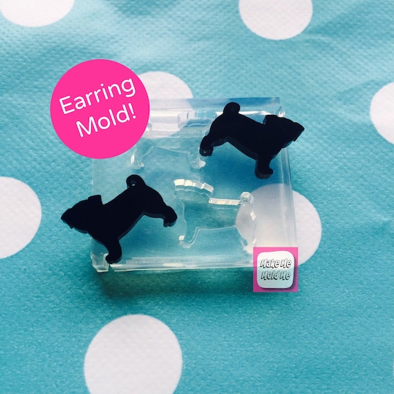 Silicone Earring Pug Dog shape Stud Mold  EM92