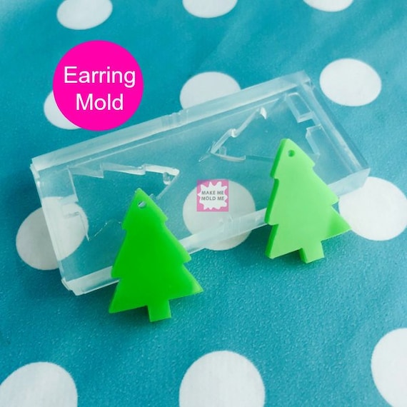 25mm Silicone Dangle Earring Mold Christmas Tree - Dangle Drop Statement Large Earrings Resin Crafter Mould EM43
