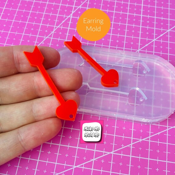 Clear Silicone Mold for Resin 40mm Cupid Arrow Dangle Earring Mold