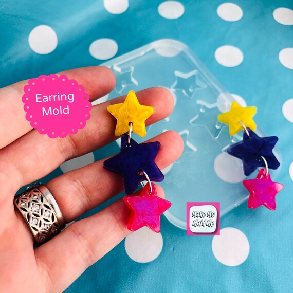 XL 55mm Silicone Drop Star Dangle  Mold EM474