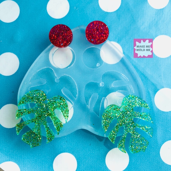 35mm XL Banana Leaf Earring Mold with holes EM14