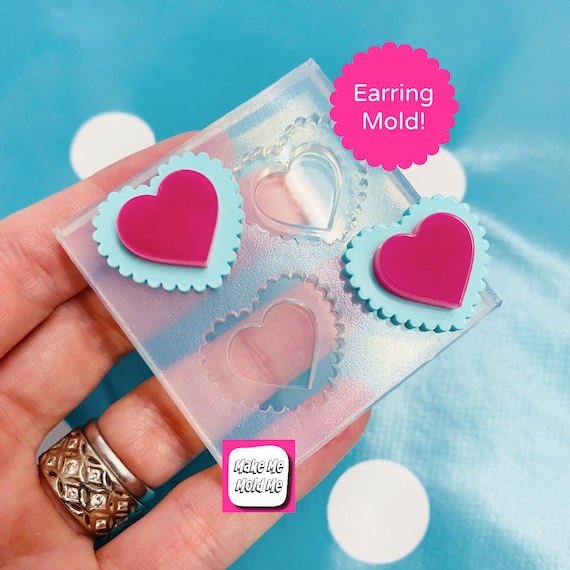 20mm Silicone Doily Heart Stud Earring Mold - Resin Crafter Mould Love