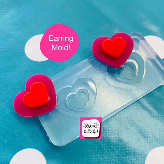22mm Silicone Heart Stud Earring Mold - Resin Crafter Mould Love EM168