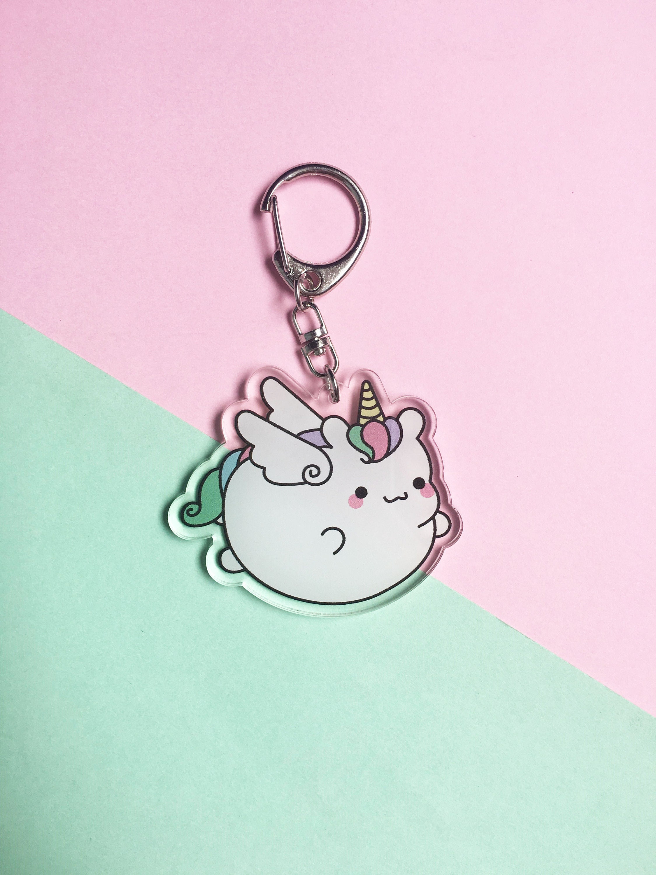 Unicorn Keychain Cute Keychain Acrylic Keychain Kawaii Etsy