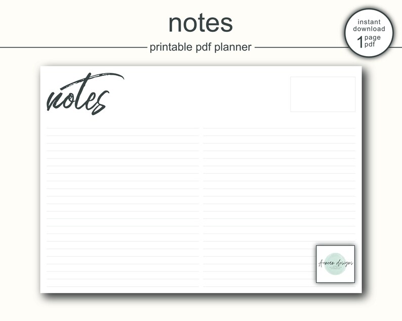 Printable Note Taker Notes Printable Planner Work Planner - Etsy