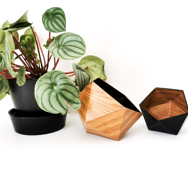 Boîtes origami bois chêne et noir - Leewalia - vide poche - paniers - rangement - boîtes en carton - boîtes en bois - boîtes à bijoux